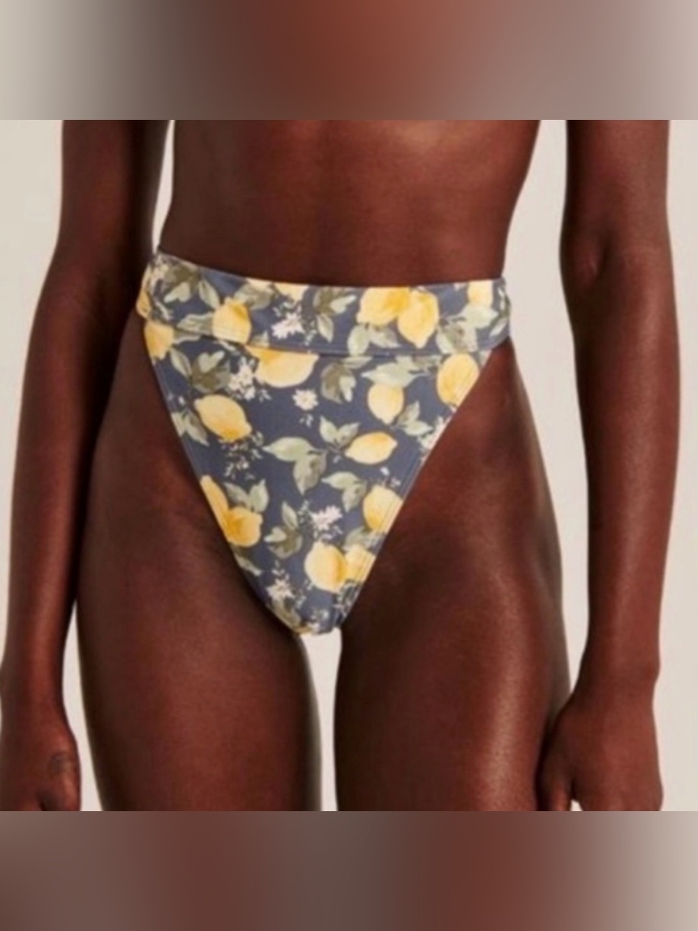Abercrombie & Fitch High-Waist Lemon Print Bikini Bottoms size Small - Picture 3 of 11